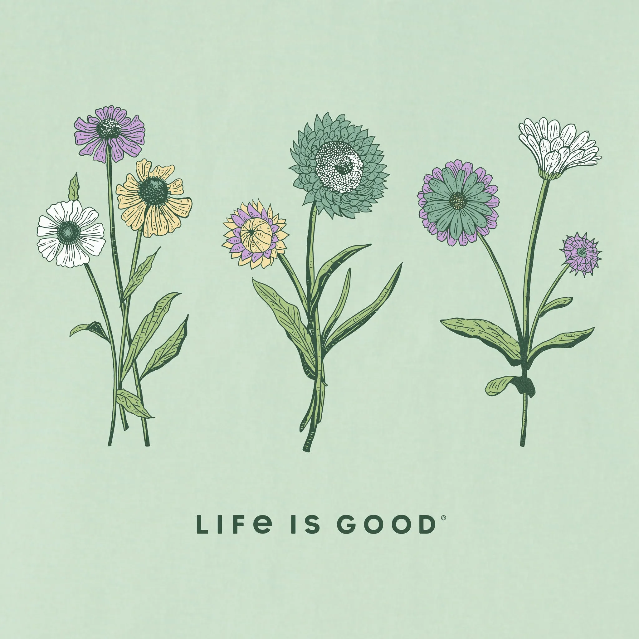 Women's Botanical Flowers Long Sleeve Crusher Tee Life is Good