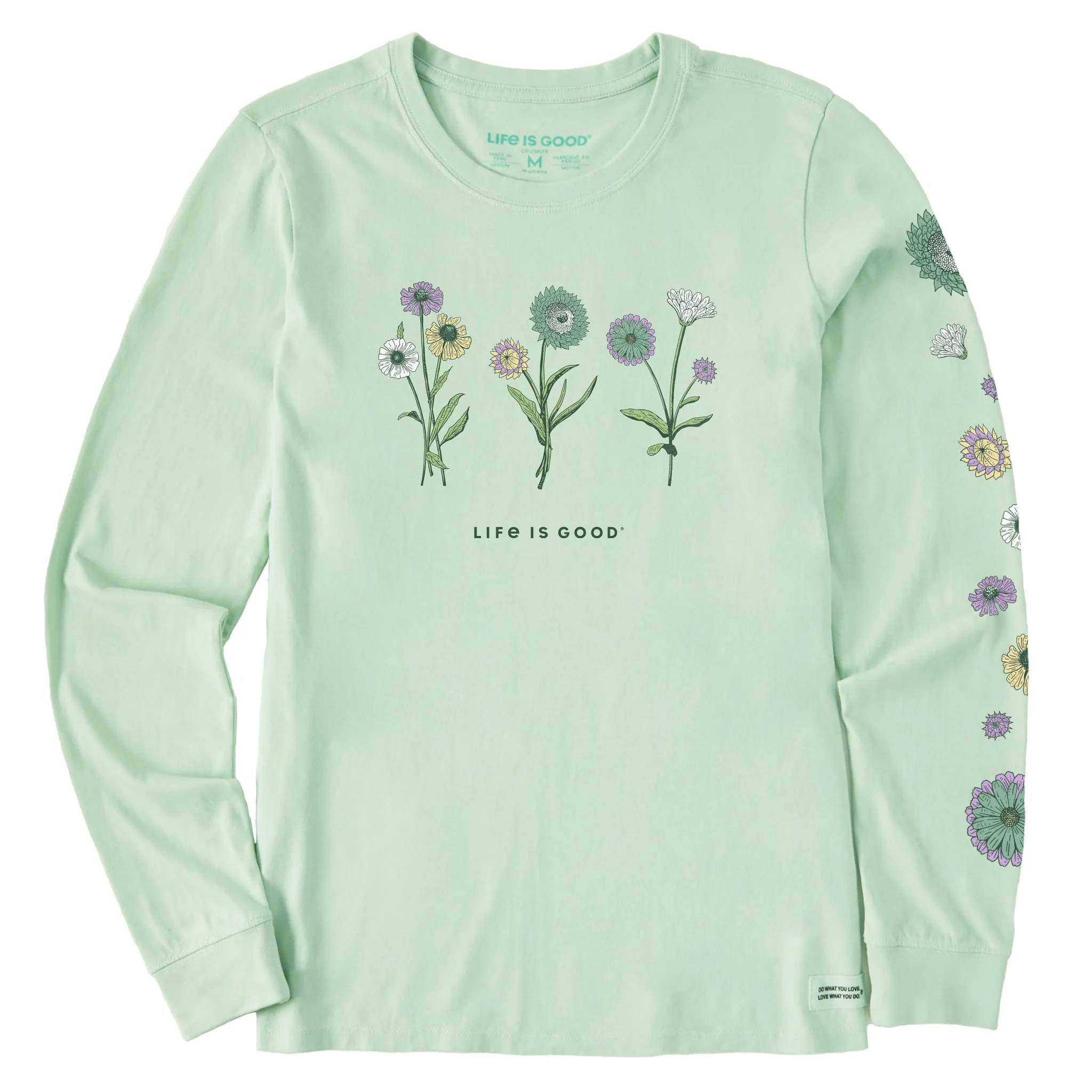 Women's Botanical Flowers Long Sleeve Crusher Tee Life is Good