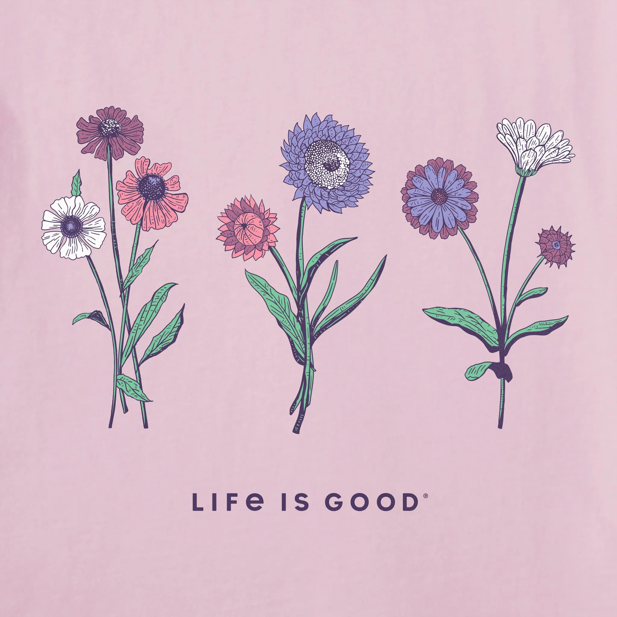 Women's Botanical Flowers Long Sleeve Crusher Tee Life is Good