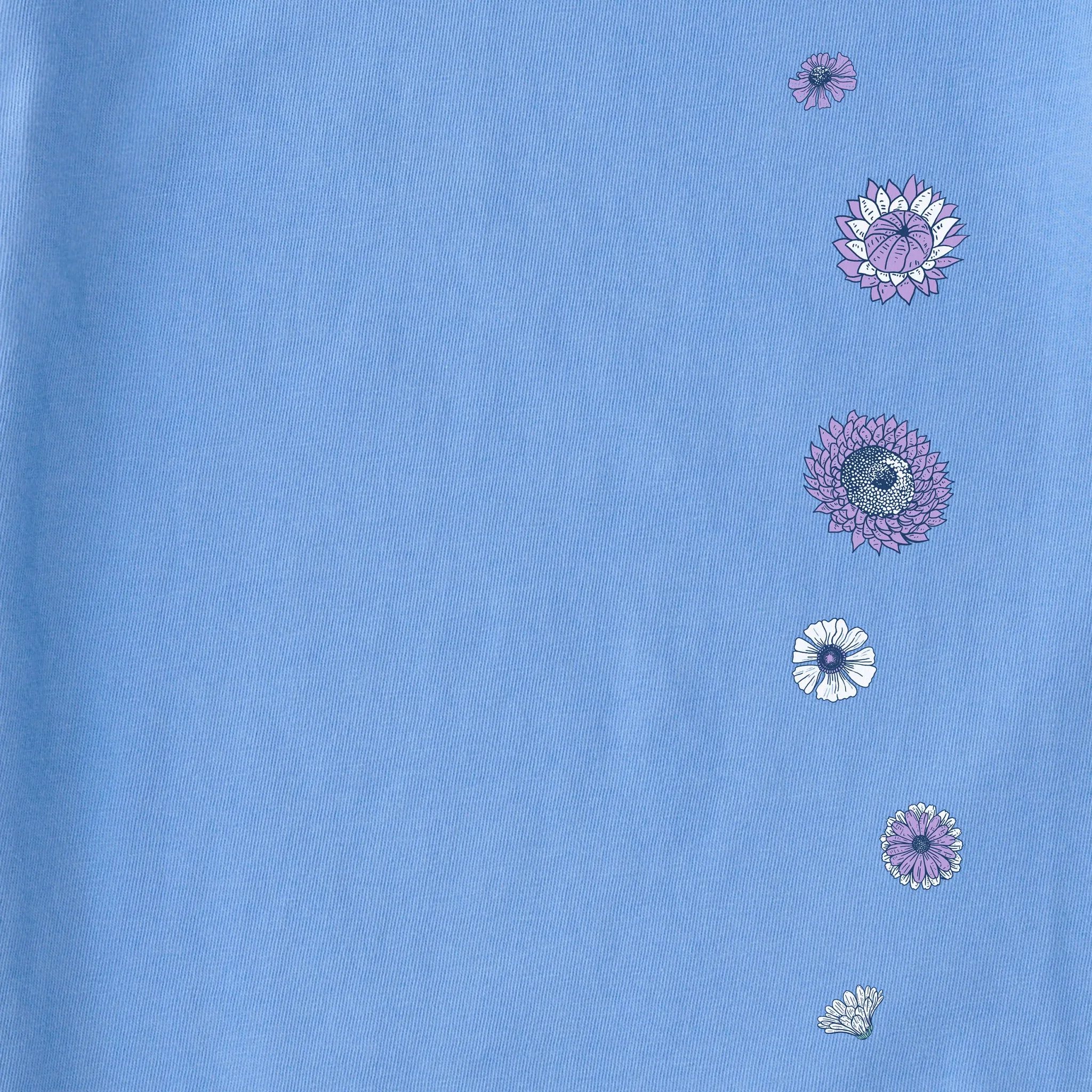Women's Botanical Flowers Long Sleeve Crusher Vee Life is Good