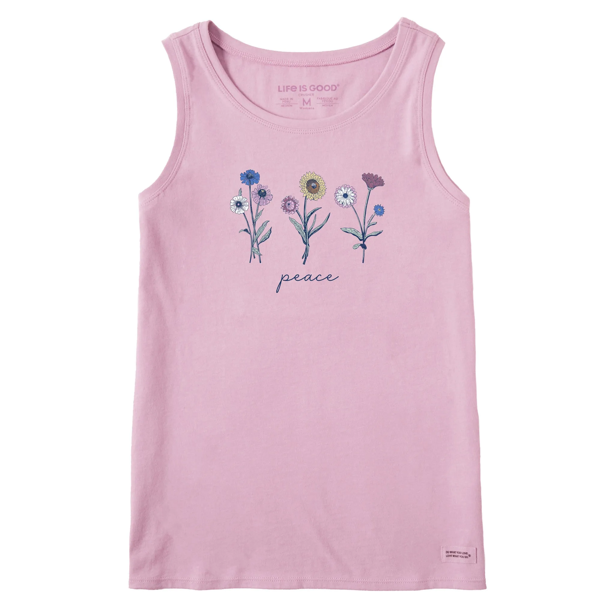 Women's Botanical Flowers Peace Crusher Tank Life is Good