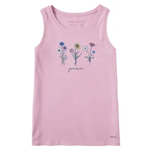 Women's Botanical Flowers Peace Crusher Tank Life is Good