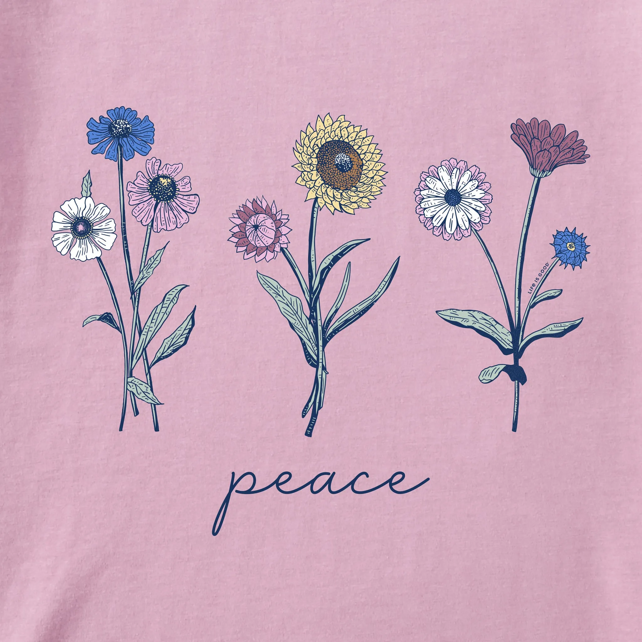 Women's Botanical Flowers Peace Crusher Tank Life is Good
