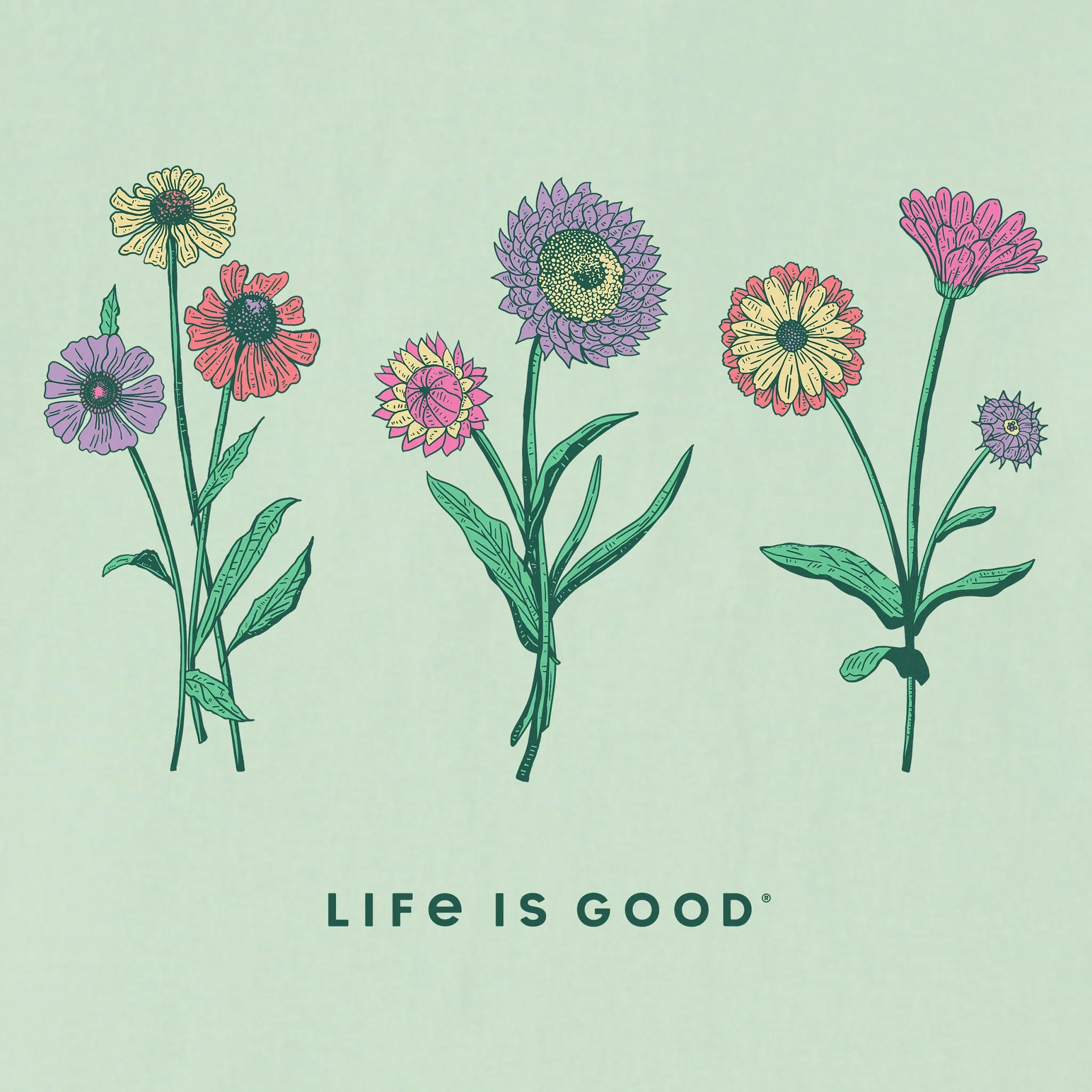 Women's Botanical Flowers Short Sleeve Crusher Tee Life is Good