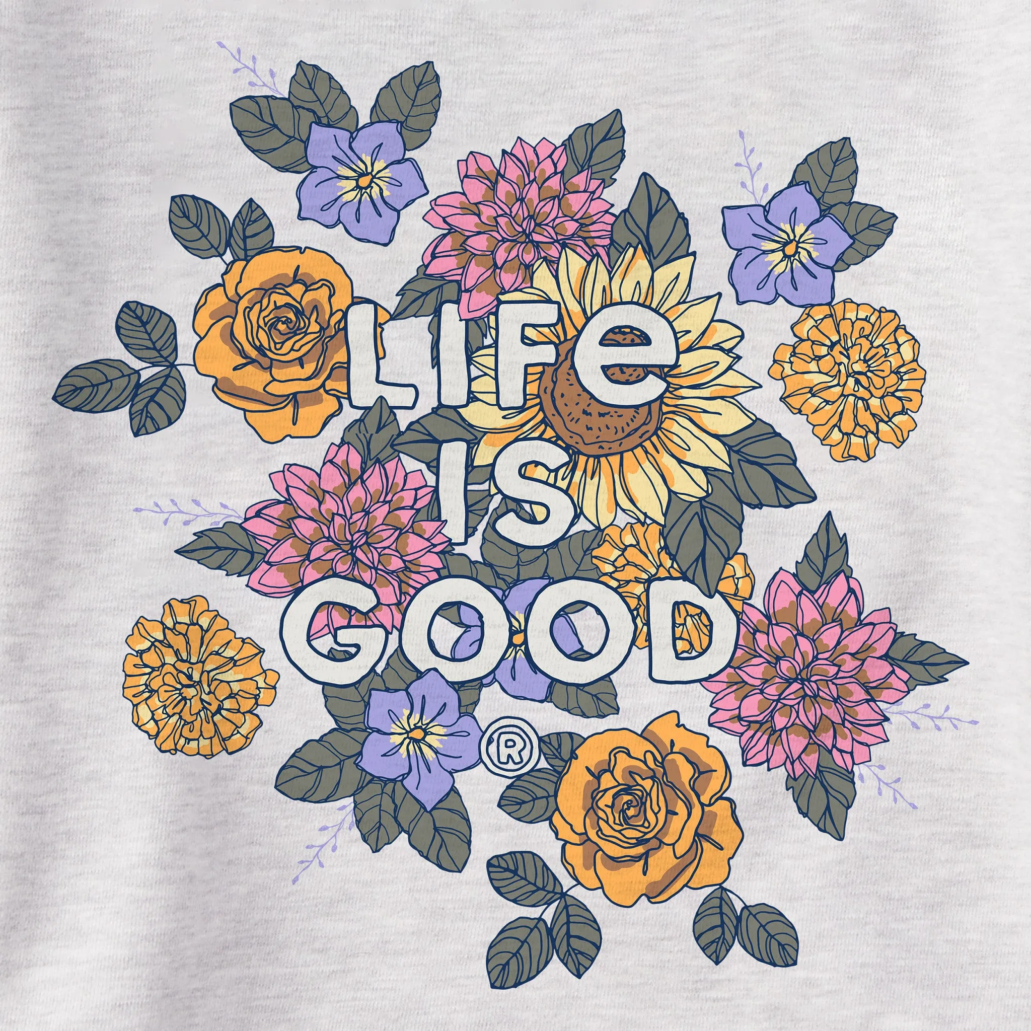 Women's Branded Floral Joy Simply True Crew LIFE IS GOOD