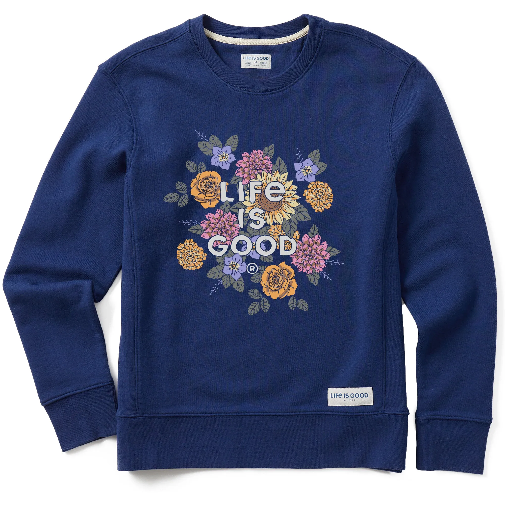 Women's Branded Floral Joy Simply True Crew LIFE IS GOOD