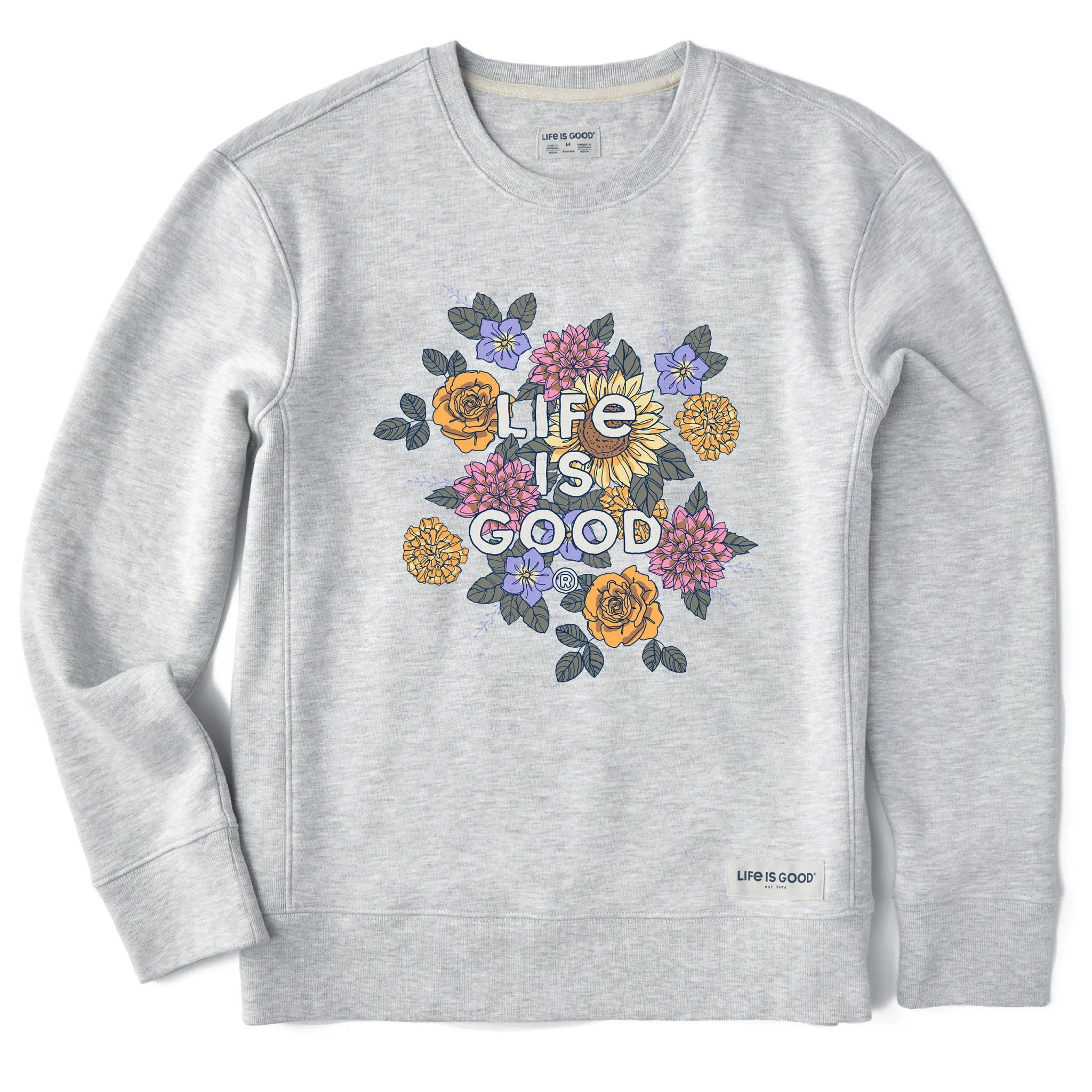 Women's Branded Floral Joy Simply True Crew LIFE IS GOOD