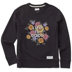 Women's Branded Floral Joy Simply True Crew LIFE IS GOOD