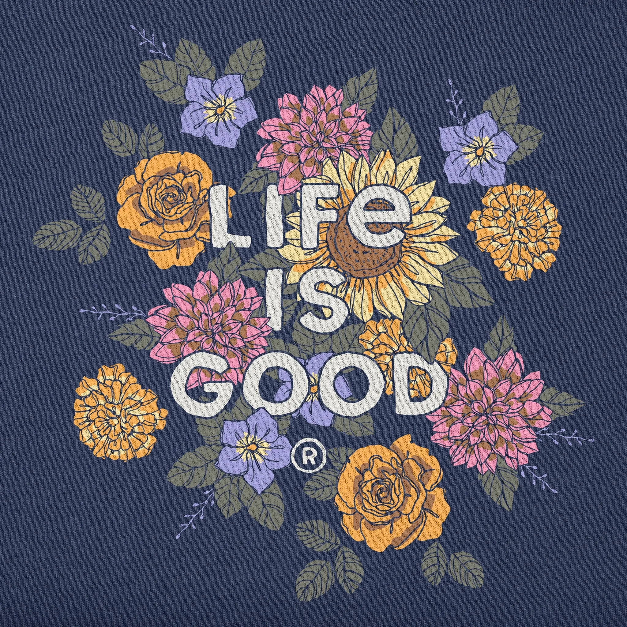 Women's Branded Floral Joy Simply True Crew LIFE IS GOOD