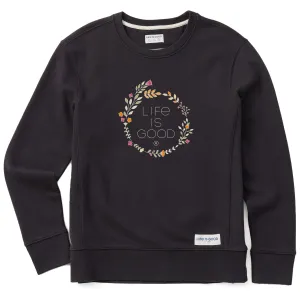 Women's Branded Stacked Floral Coin Simply True Fleece Crew Life is Good