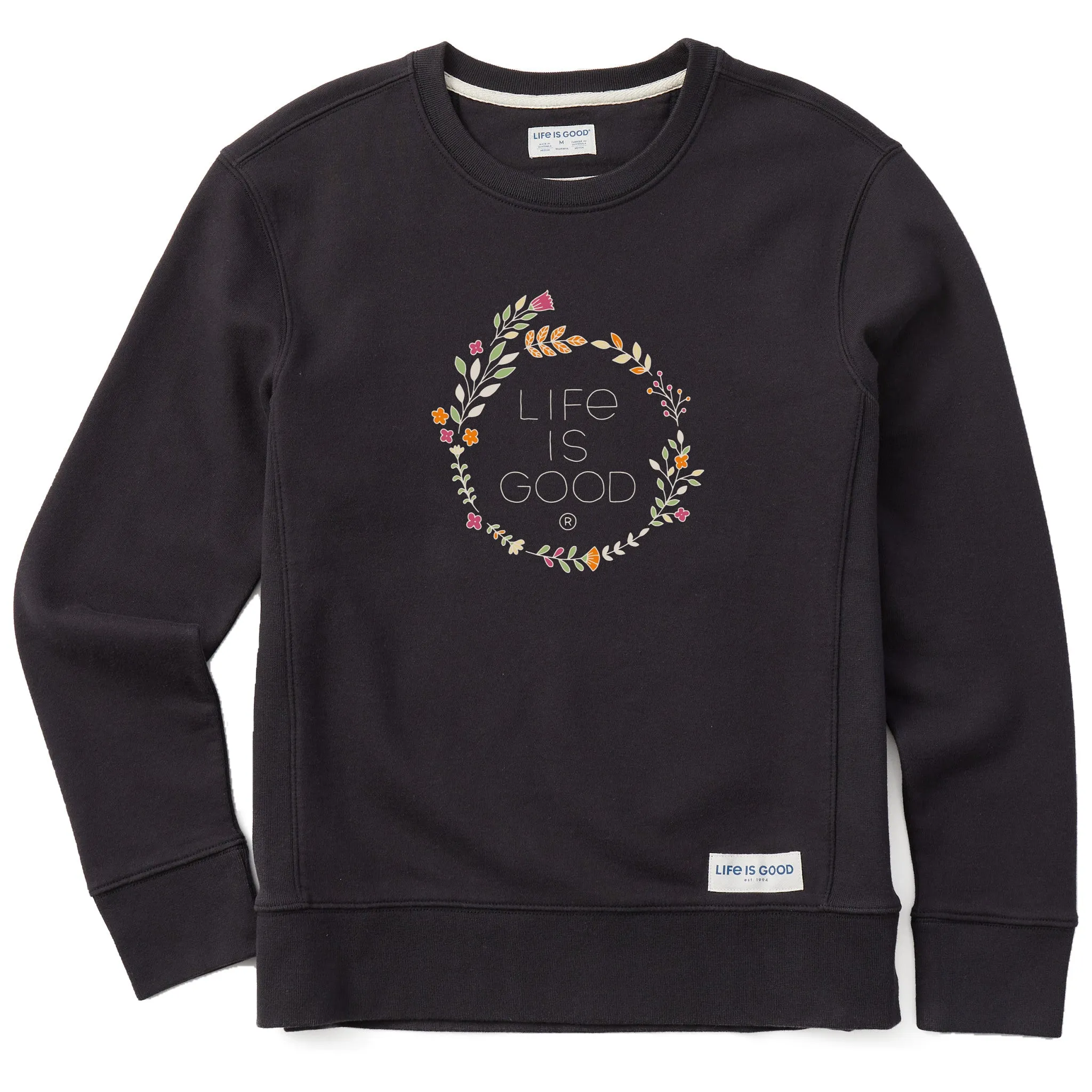 Women's Branded Stacked Floral Coin Simply True Fleece Crew Life is Good