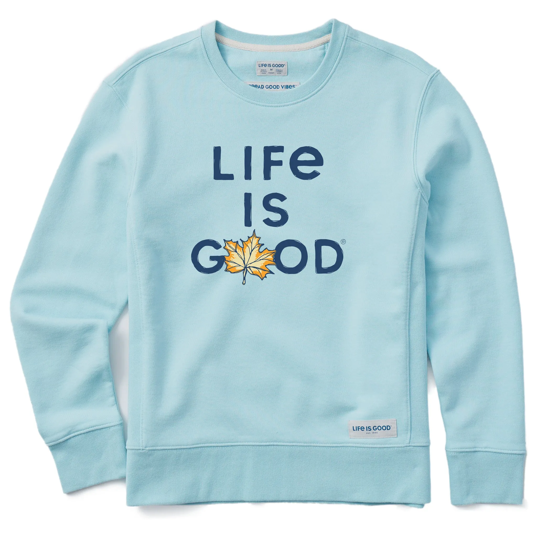Women's Branded Stacked LIG w Leaf Simply True Fleece Crew Life is Good