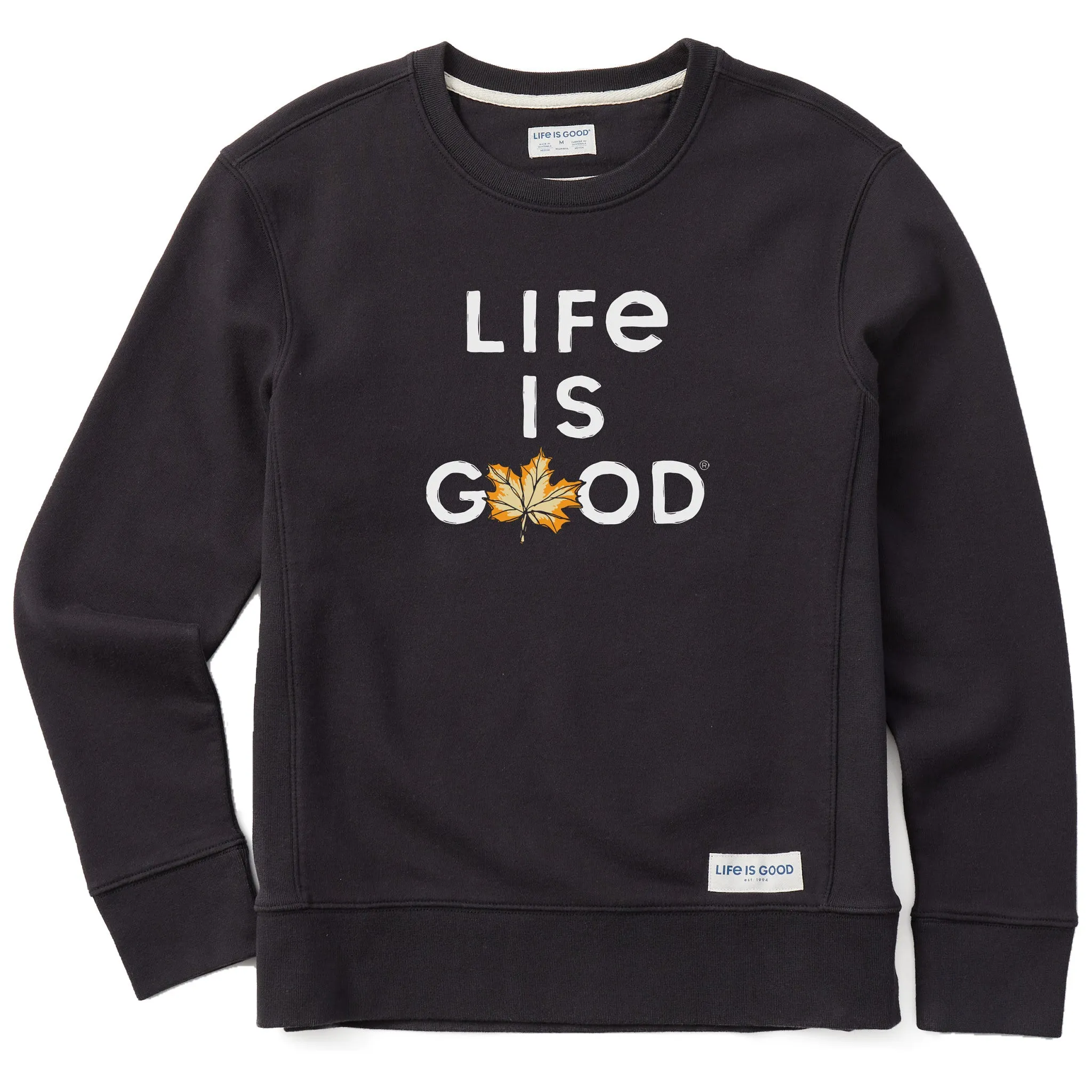 Women's Branded Stacked LIG w Leaf Simply True Fleece Crew Life is Good