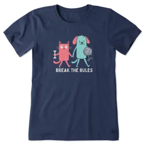 Women's Break the Rules Cat & Dog Short Sleeve Tee Life is Good