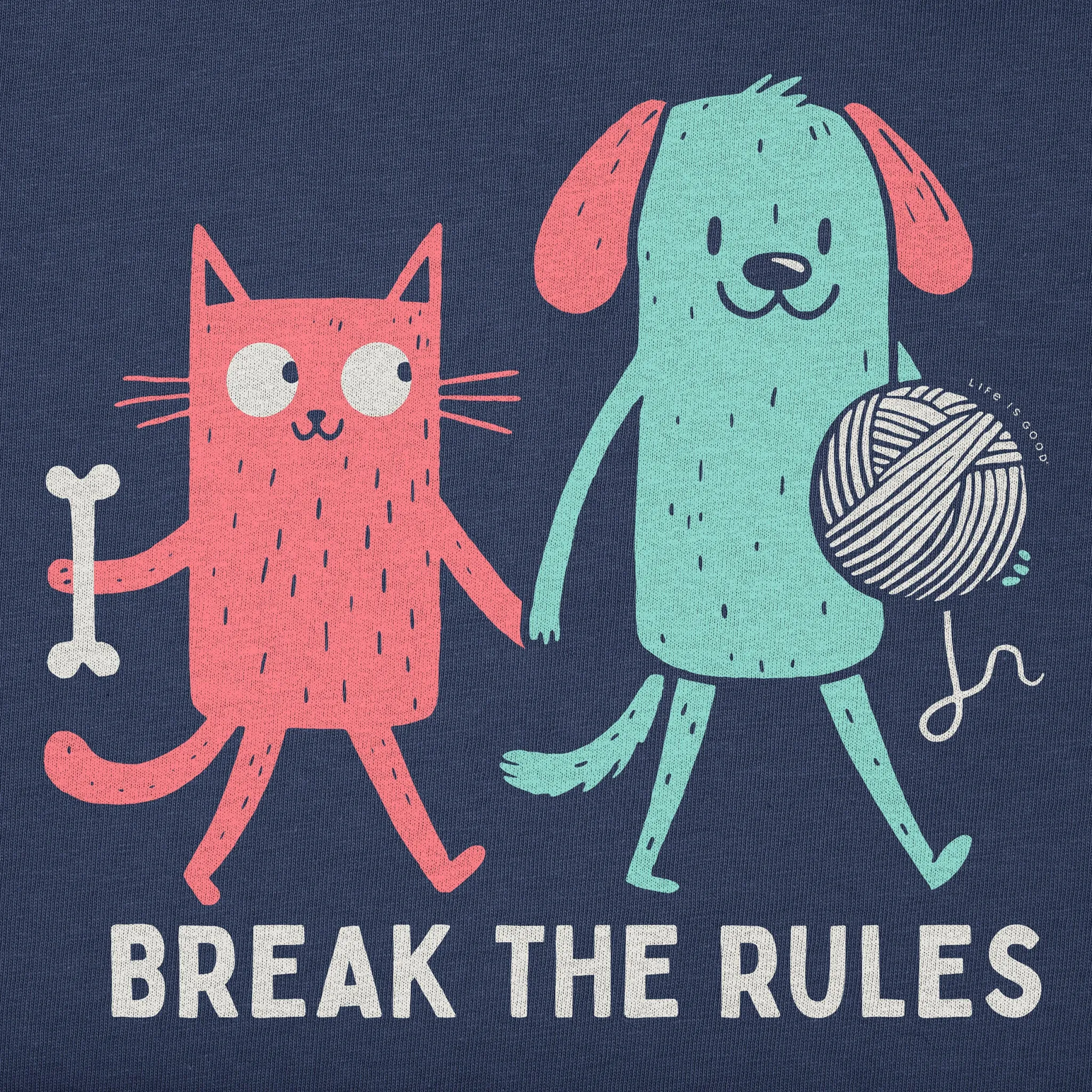 Women's Break the Rules Cat & Dog Short Sleeve Tee Life is Good