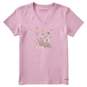 Women's Breathe Daisies Short Sleeve Crusher-LITE Vee Life is Good