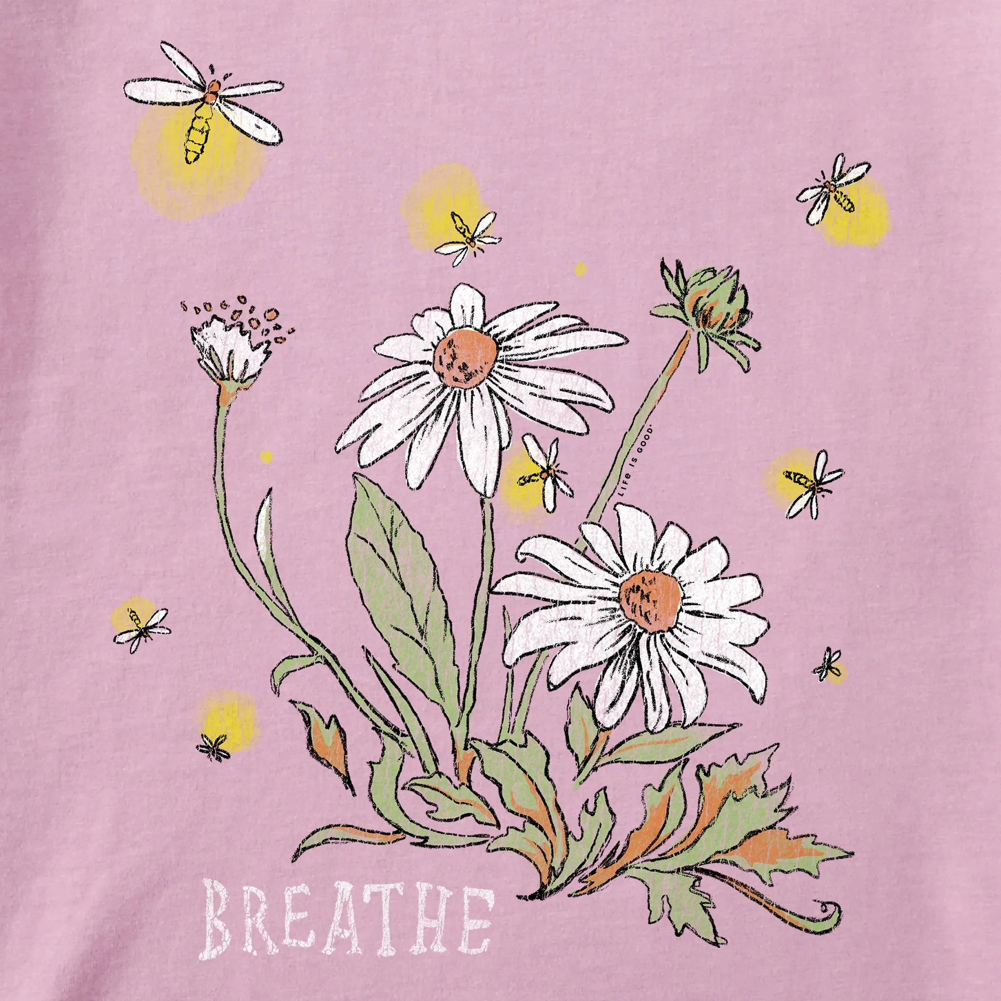 Women's Breathe Daisies Short Sleeve Crusher-LITE Vee Life is Good