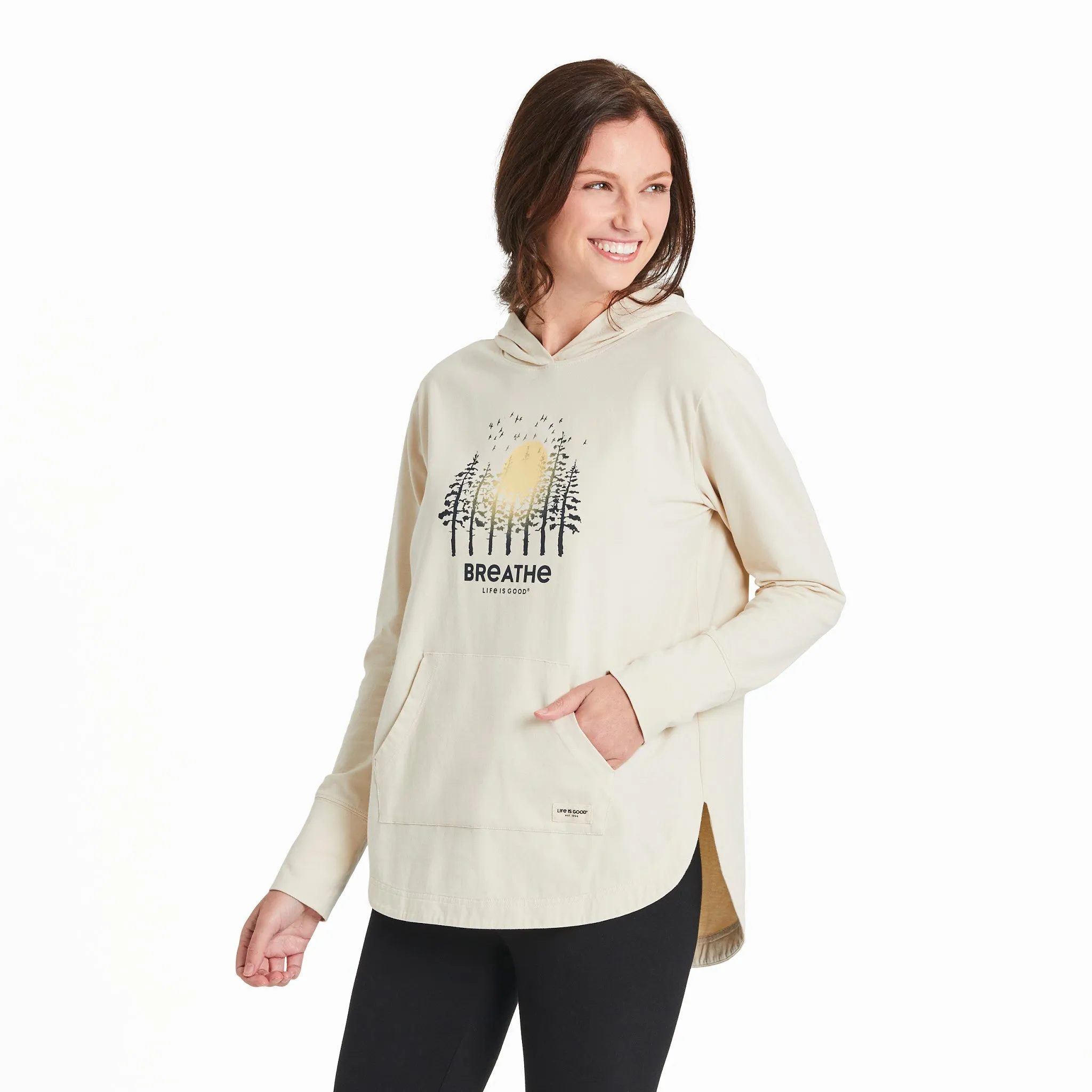 Women's Breathe Forest Crusher-FLEX Hoodie Tunic Life is Good