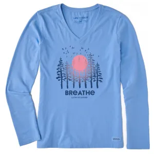 Women's Breathe Forest Long Sleeve Crusher Vee Life is Good