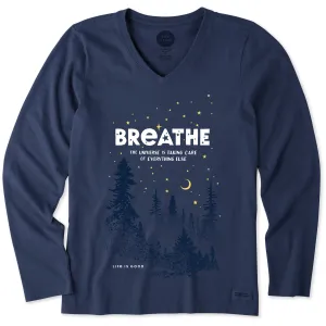 Women's Breathe in the Stars Long Sleeve Crusher Vee Life is Good