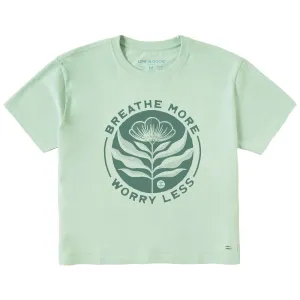 Women's Breathe More Worry Less Flower Short Sleeve Crusher Boxy Tee Life is Good