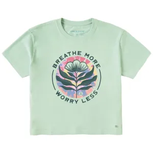 Women's Breathe More Worry Less Tie Dye Short Sleeve Crusher Boxy Tee Life is Good