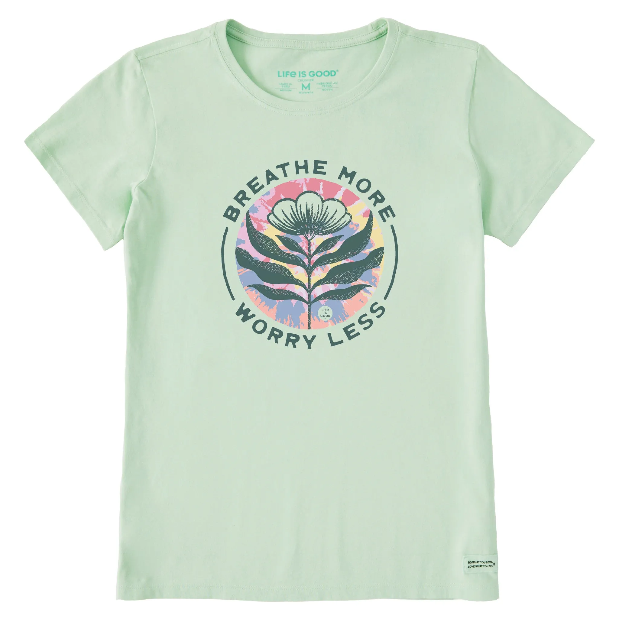Women's Breathe More Worry Less Tie Dye Short Sleeve Crusher Tee Life is Good
