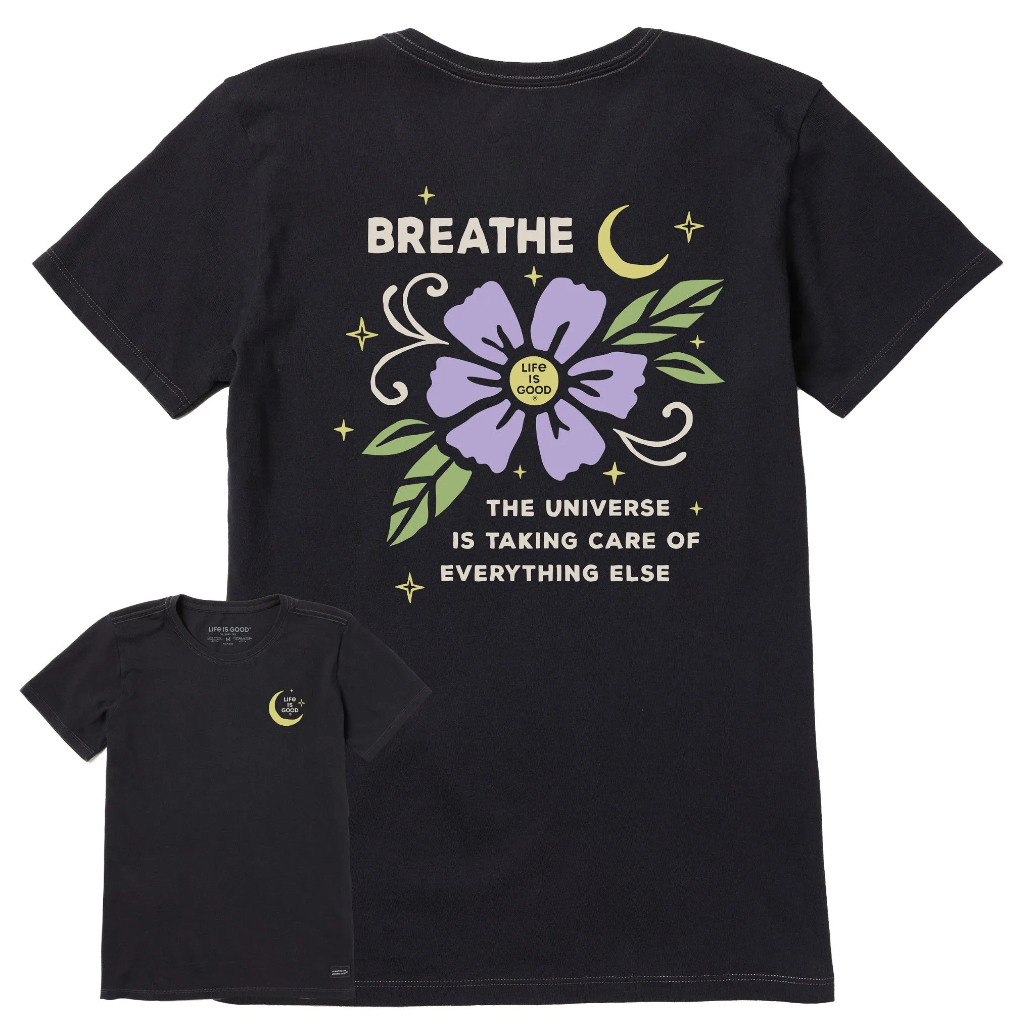 Women's Breathe Universe Flower Short Sleeve Tee Life is Good