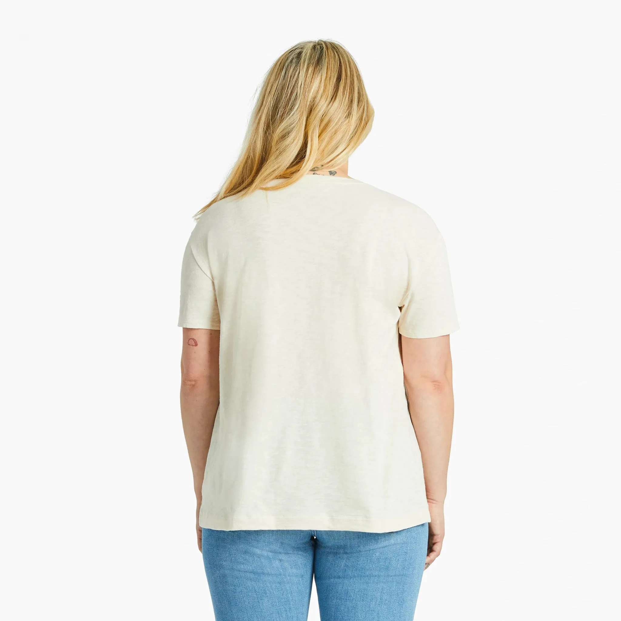 Women's Bugs and Flowers Grid Relaxed Fit Short Sleeve Slub Tee Life is Good