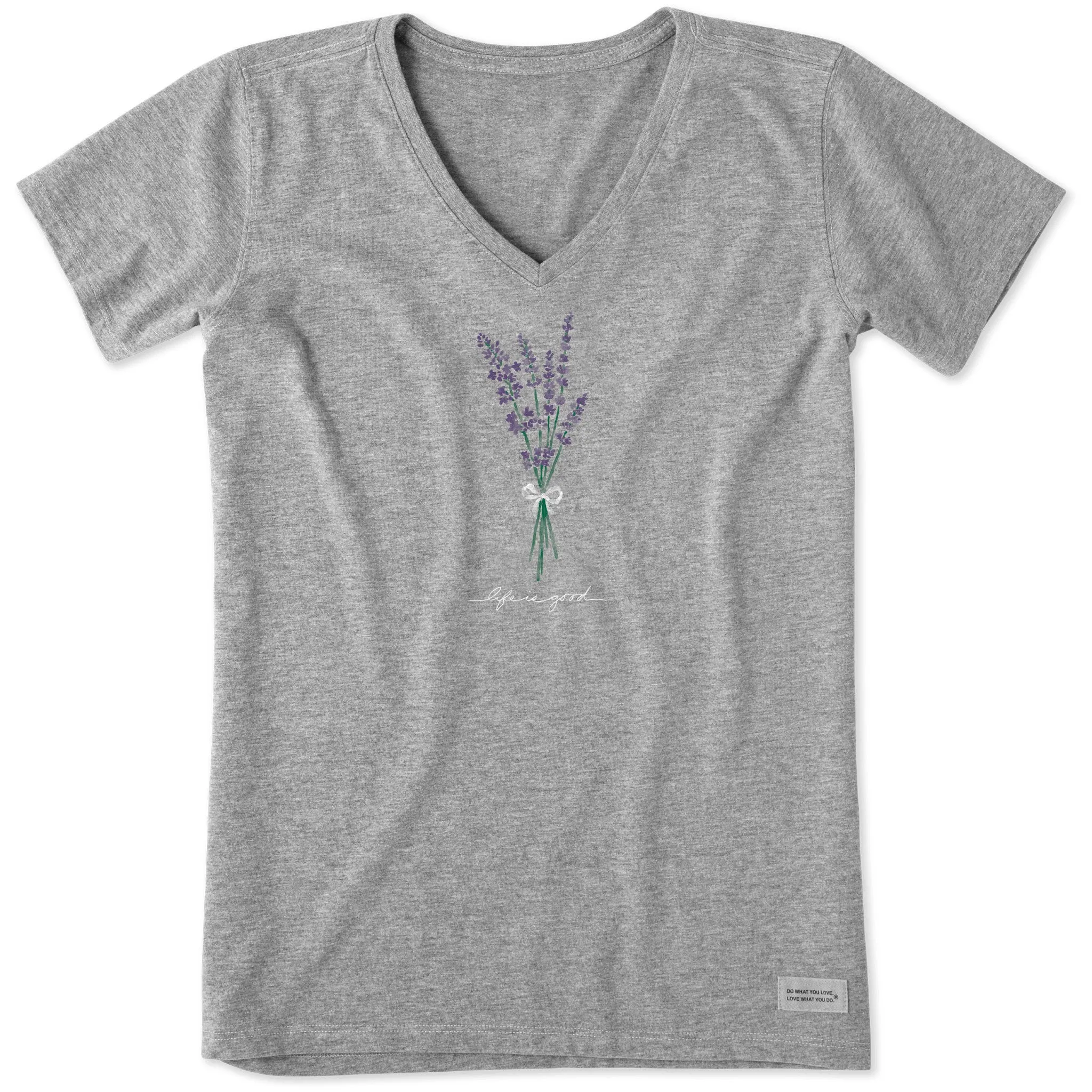 Women's Bunch of Lavender Short Sleeve Crusher Vee Life is Good