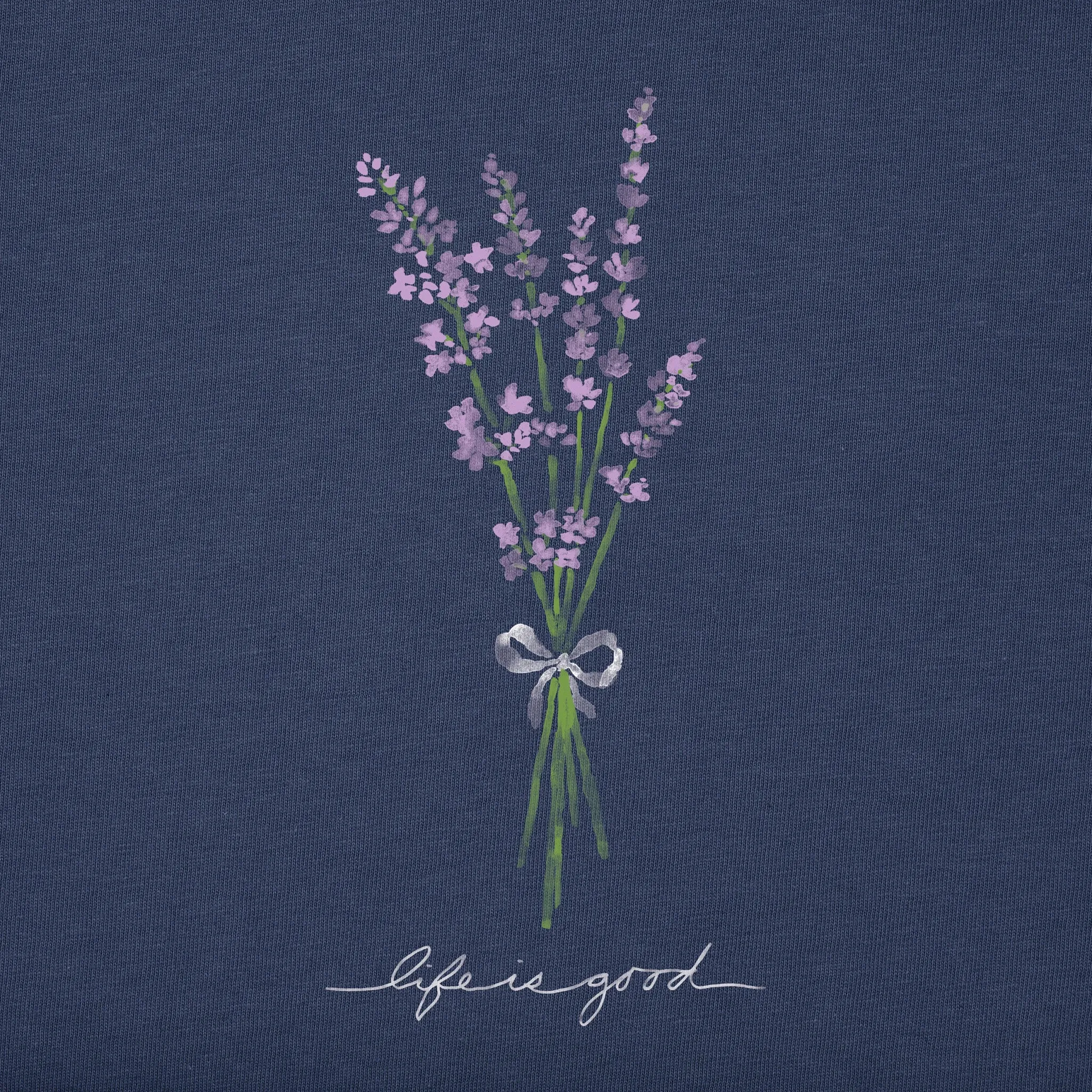 Women's Bunch of Lavender Short Sleeve Crusher Vee Life is Good