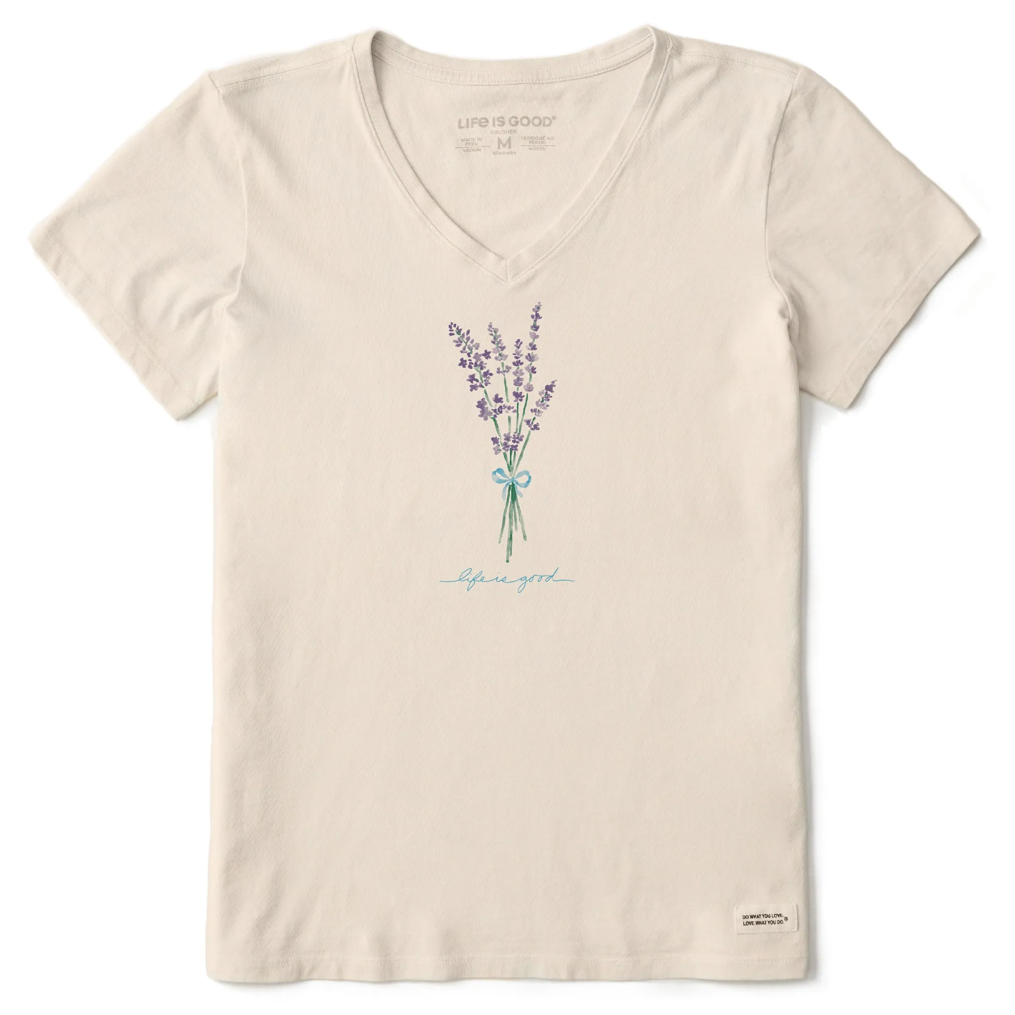 Women's Bunch of Lavender Short Sleeve Crusher Vee Life is Good