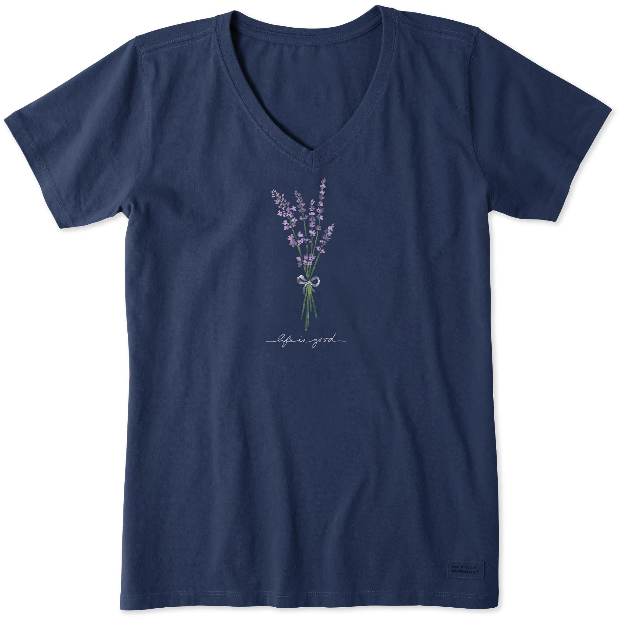 Women's Bunch of Lavender Short Sleeve Crusher Vee Life is Good