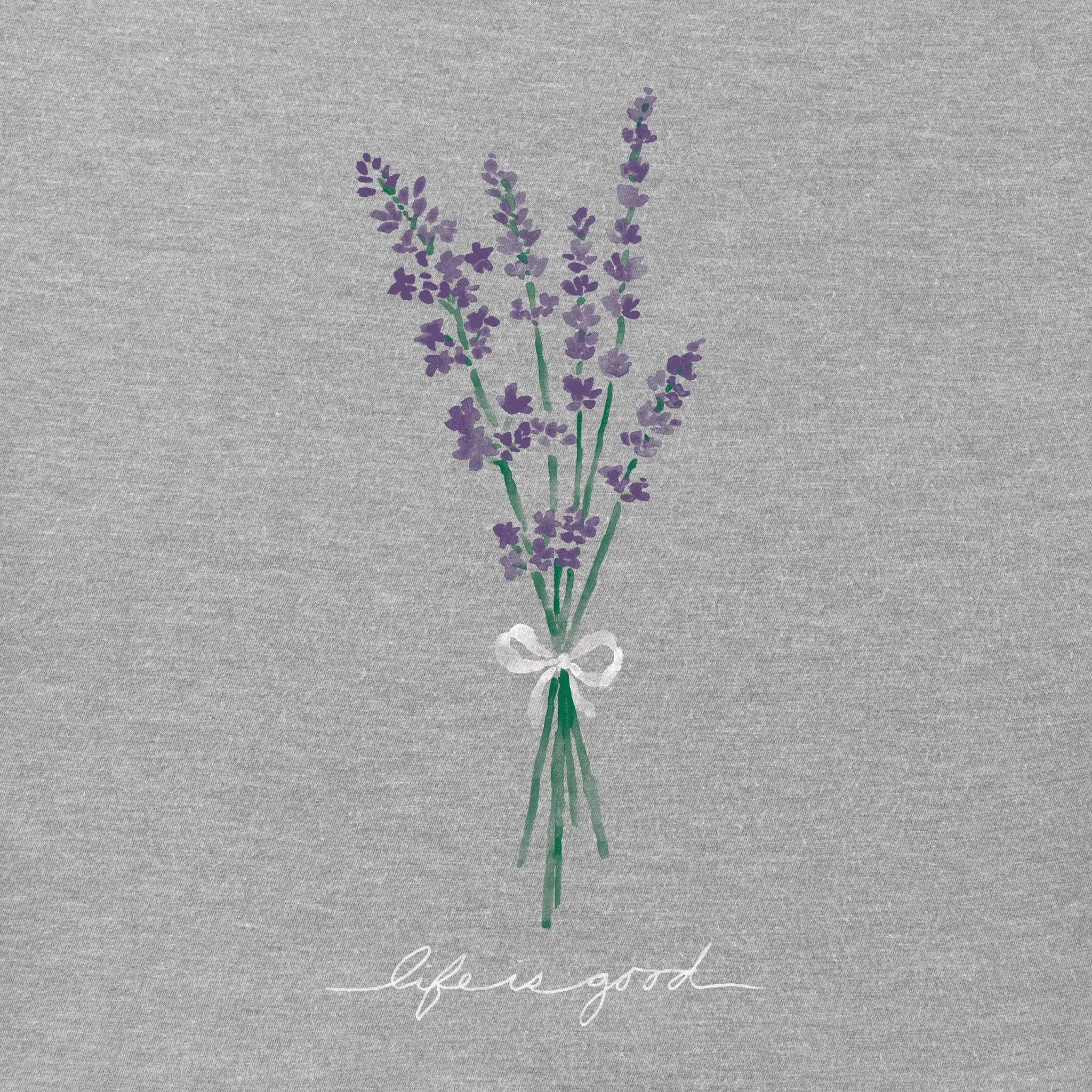 Women's Bunch of Lavender Short Sleeve Crusher Vee Life is Good