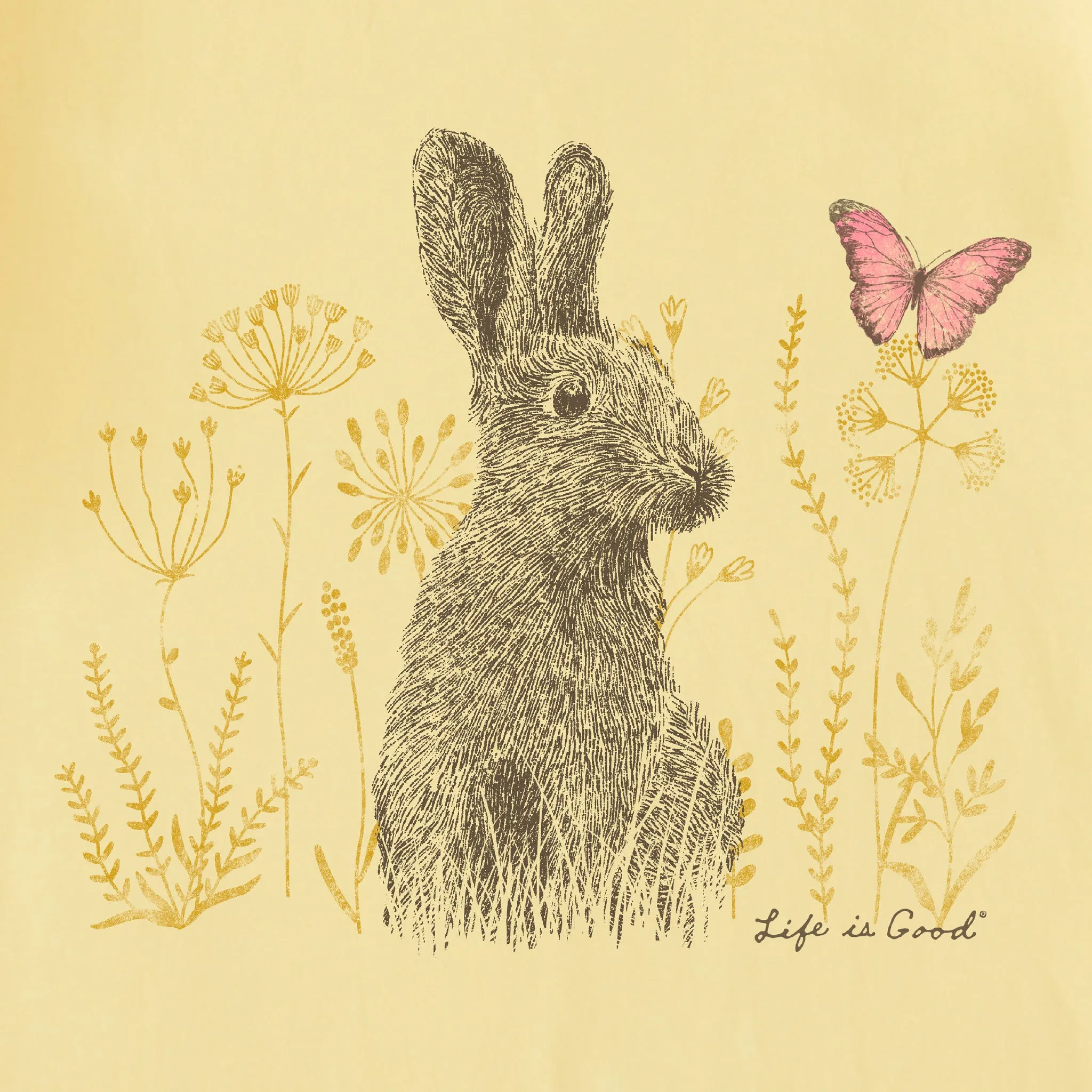 Women's Bunny and Butterfly Short Sleeve Crusher Tee Life is Good