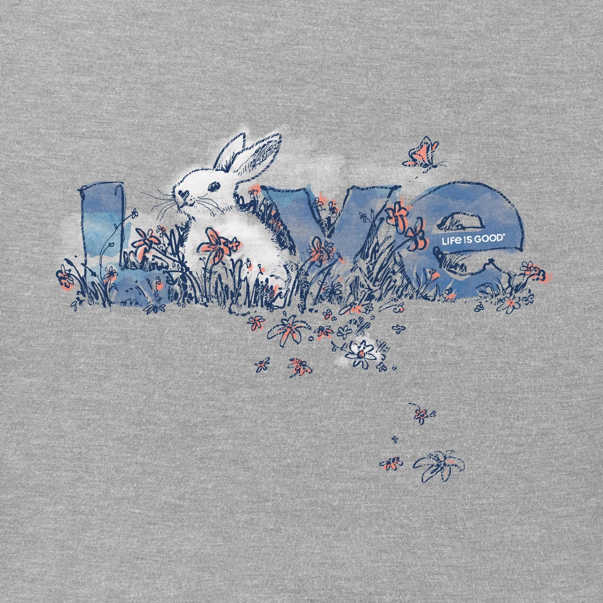 Women's Bunny Love Short Sleeve Crusher Vee Life is Good