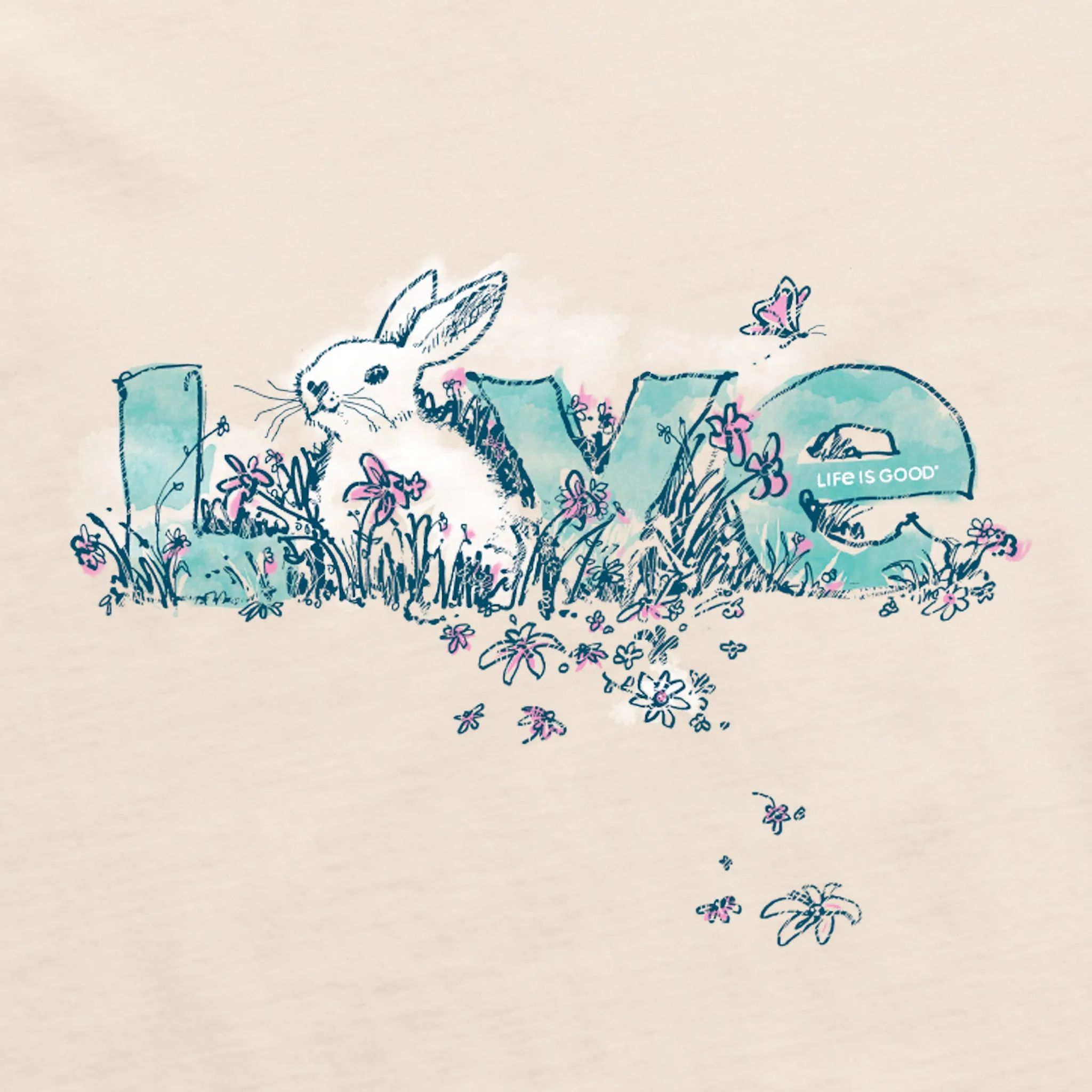 Women's Bunny Love Short Sleeve Crusher Vee Life is Good