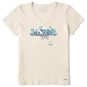 Women's Bunny Love Short Sleeve Crusher Vee Life is Good