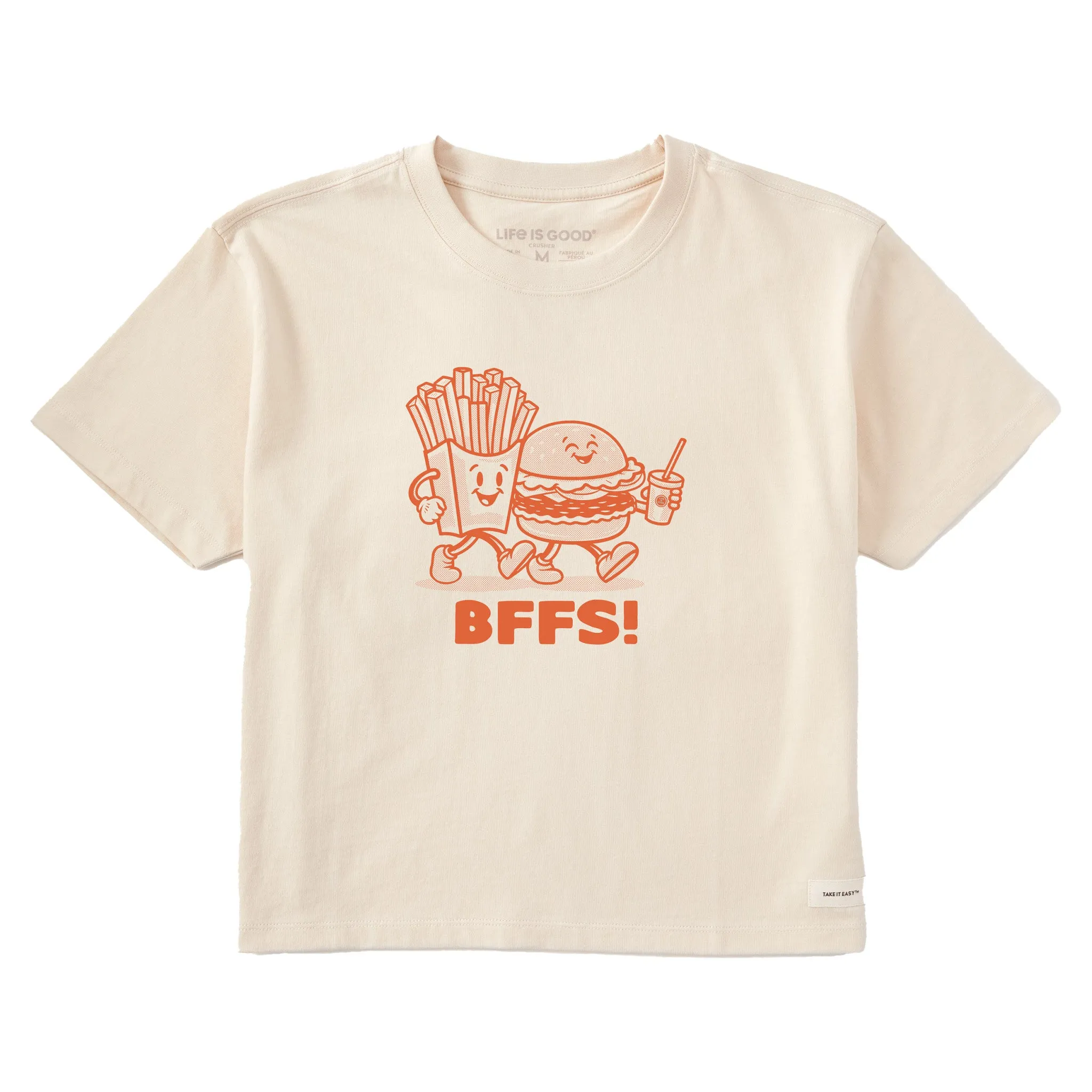 Women's Burger and Fries BFFs Short Sleeve Crusher Boxy Tee Life is Good