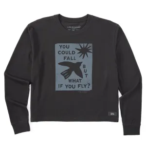Women's But What if You Fly? Long Sleeve Crusher Boxy Tee Life is Good