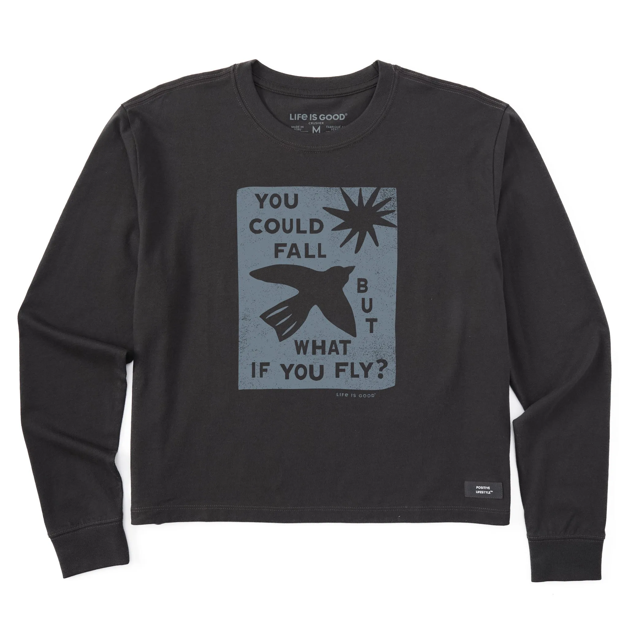 Women's But What if You Fly? Long Sleeve Crusher Boxy Tee Life is Good