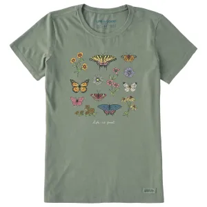 Women's Butterflies and Wildflowers Short Sleeve Crusher Tee Life is Good