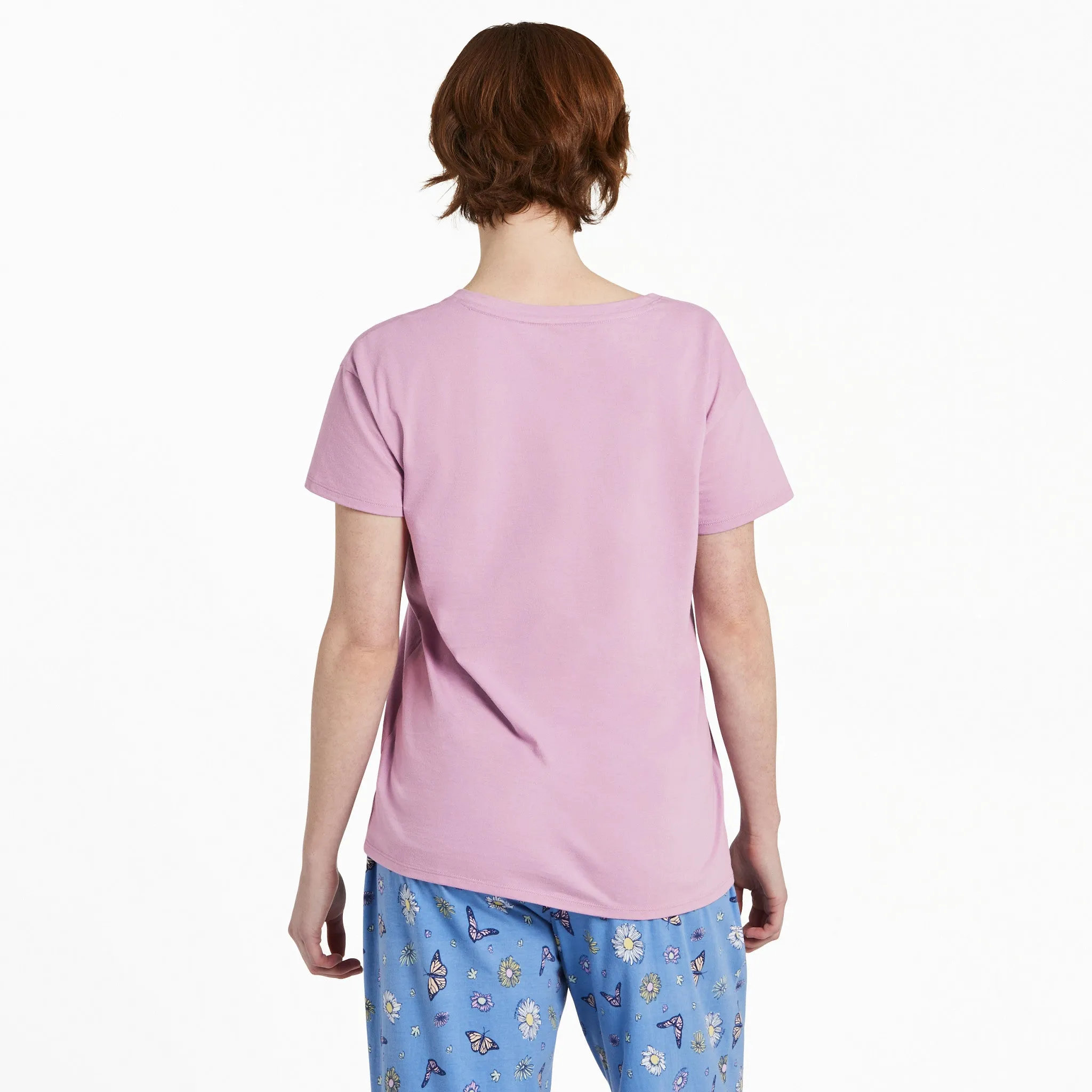 Women's Butterfly and Floral Compass Snuggle Up Relaxed Sleep Vee Life is Good