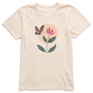 Women's Butterfly Flower Sunset Short Sleeve Crusher Tee Life is Good