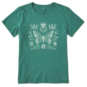 Women's Butterfly Pattern Short Sleeve Crusher Tee Life is Good