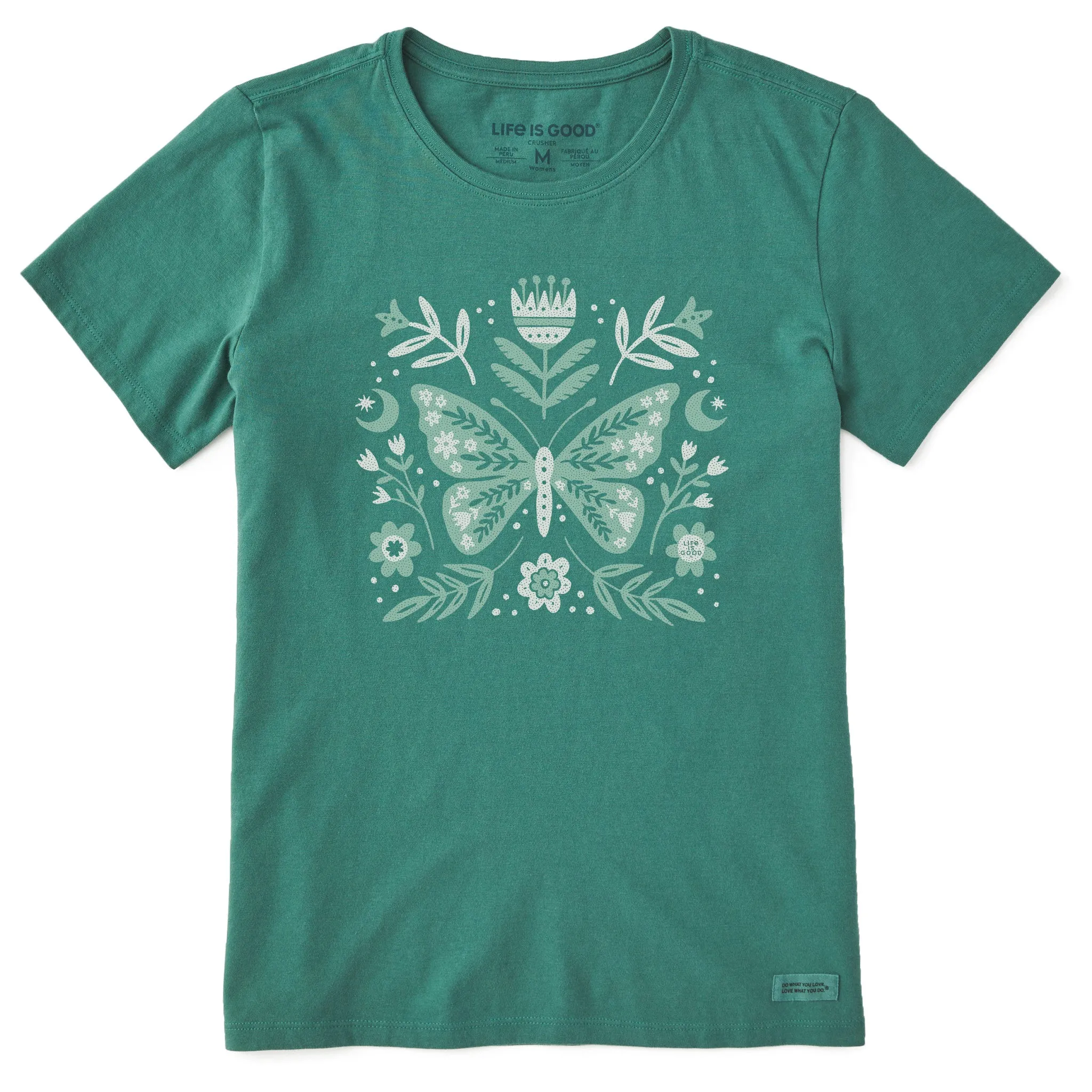 Women's Butterfly Pattern Short Sleeve Crusher Tee Life is Good