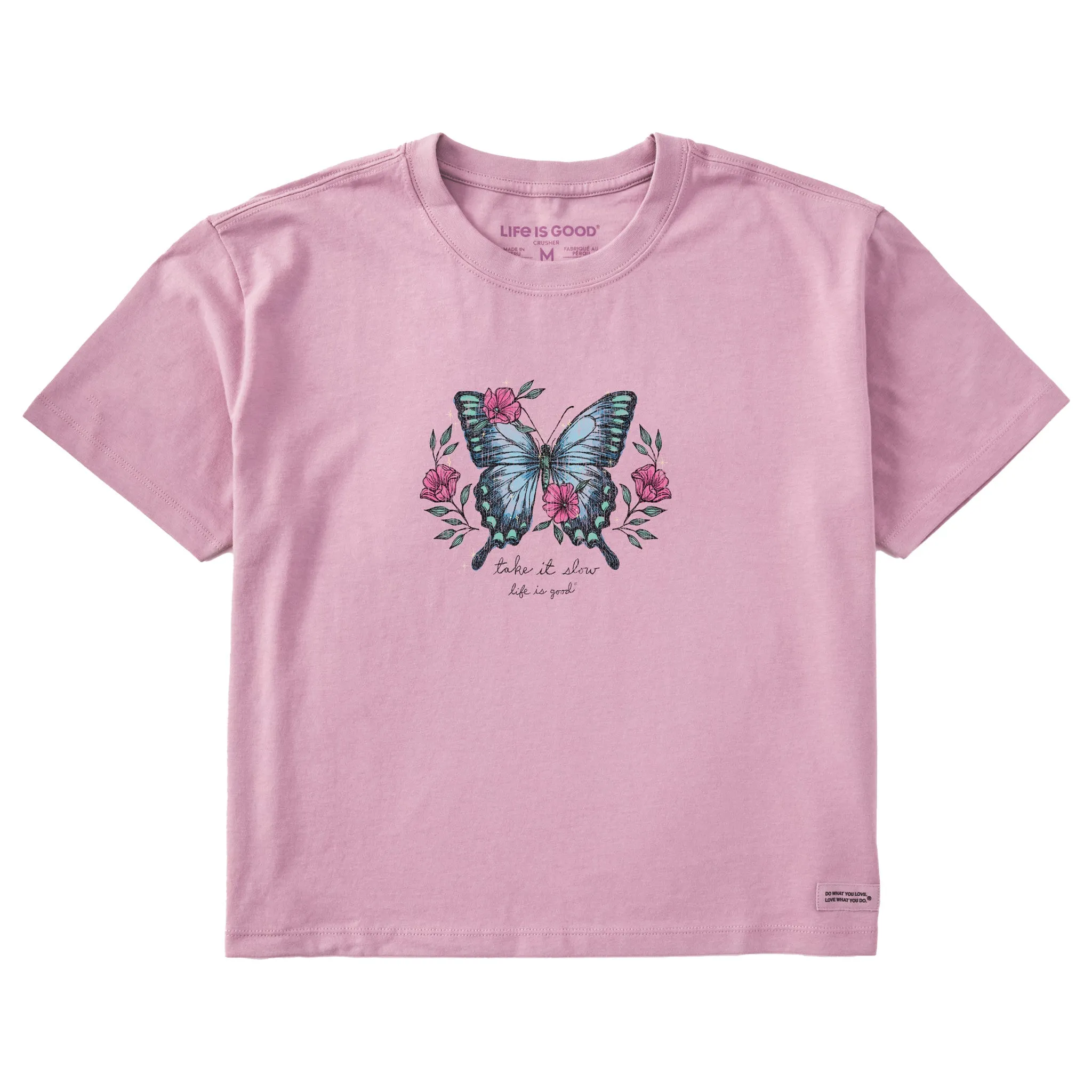 Women's Butterfly Take it Slow Short Sleeve Crusher Boxy Tee Life is Good
