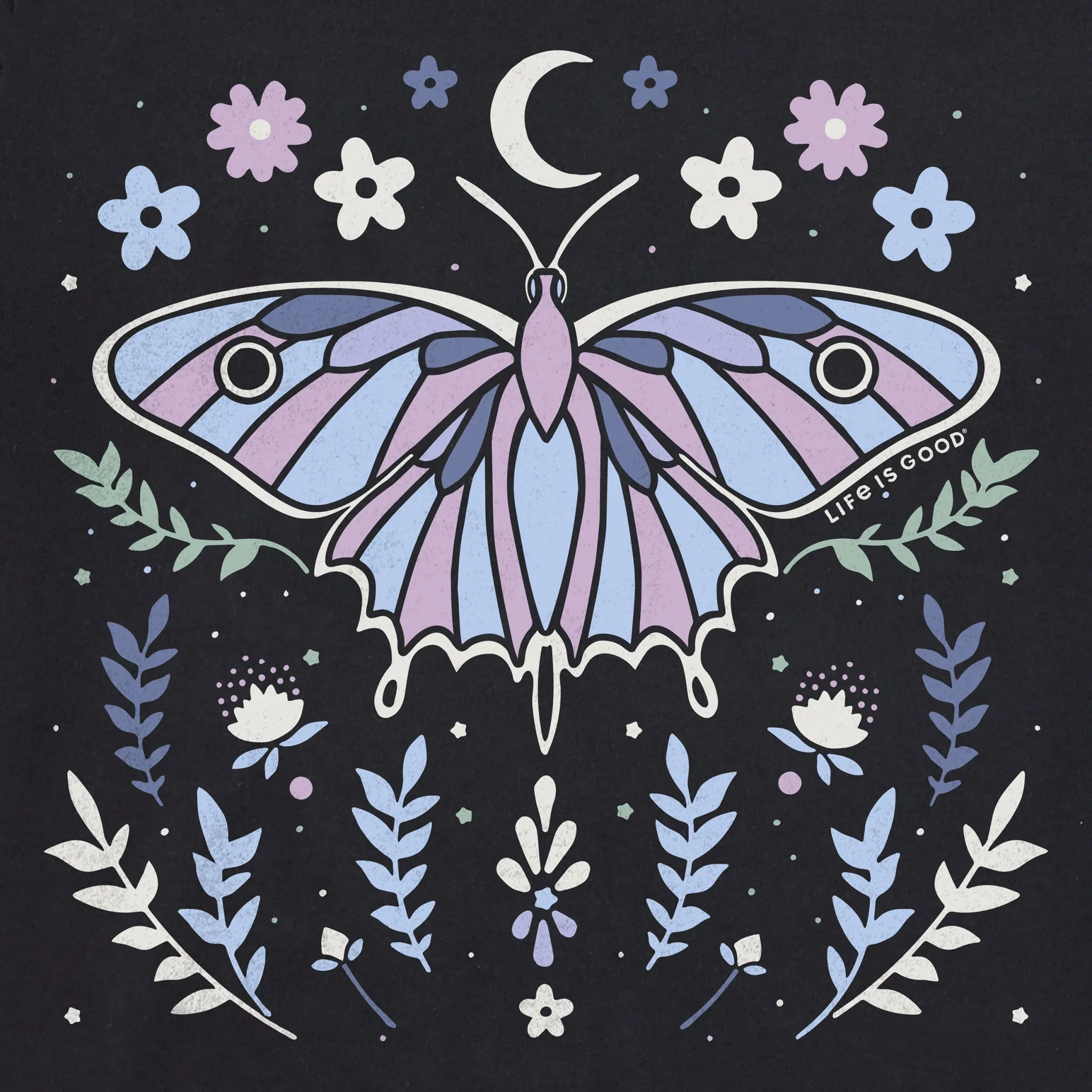 Women's Butterfly Wildflowers Short Sleeve Tee Life is Good
