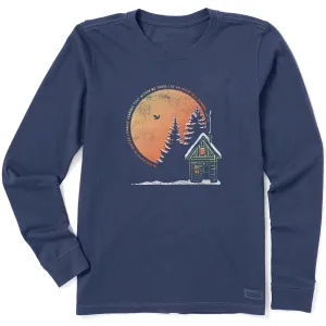 Women's Cabin Landscape Depth of Winter Long Sleeve Crusher Tee Life is Good