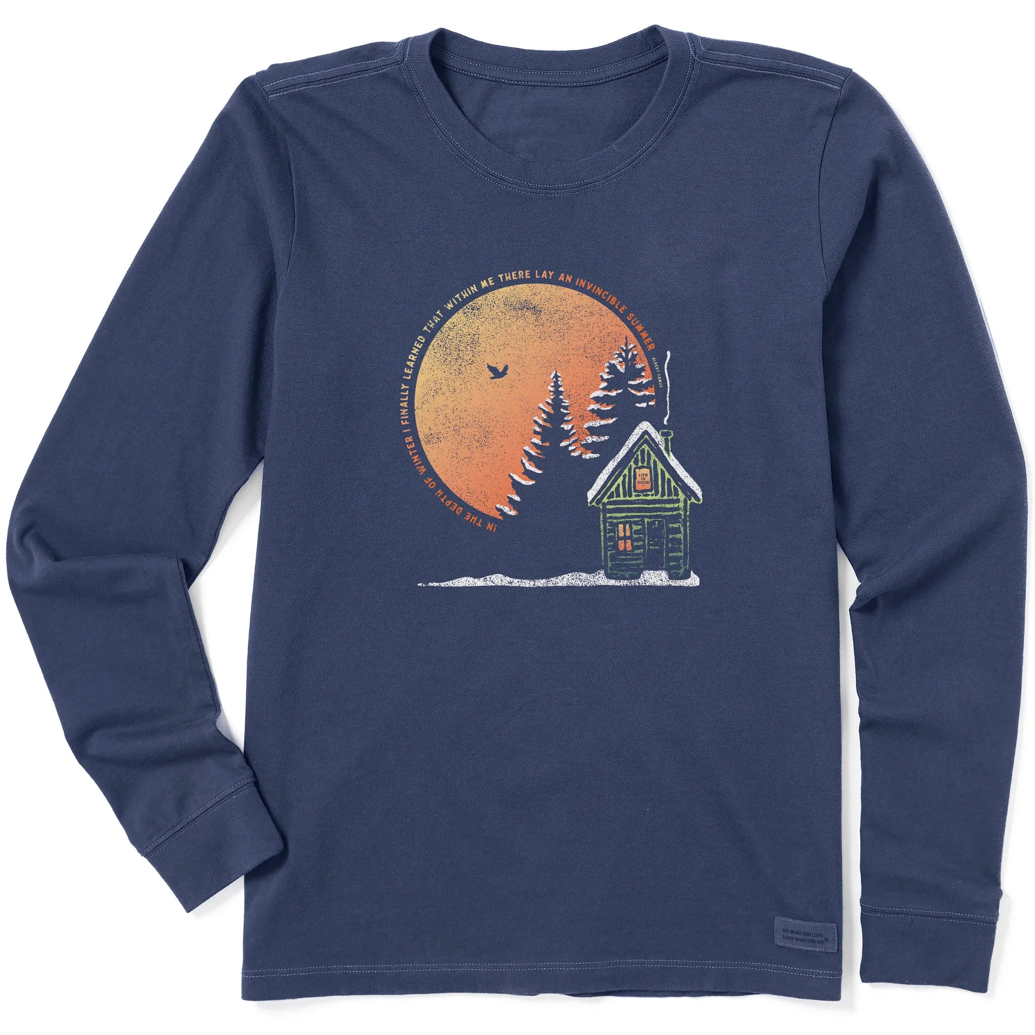 Women's Cabin Landscape Depth of Winter Long Sleeve Crusher Tee Life is Good